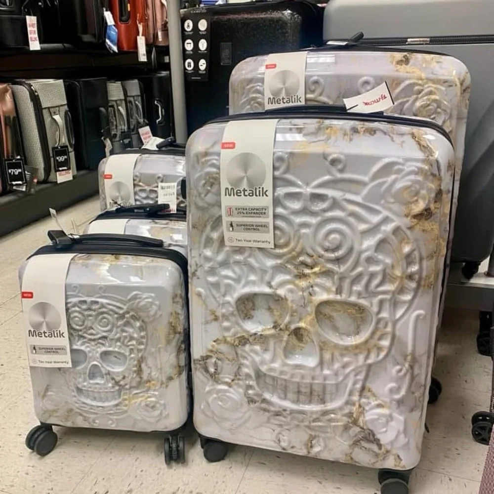 IT Luggage Skull 3D Embossed marbelized Hardside Spinner carryon Suitcase - Picture 6 of 11